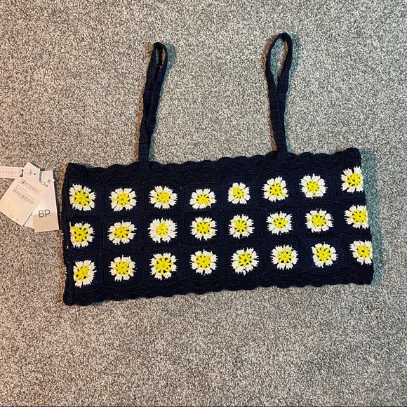 BP Crochet Crop Camisole In Navy Blazer Daisy Size M - Picture 6 of 8